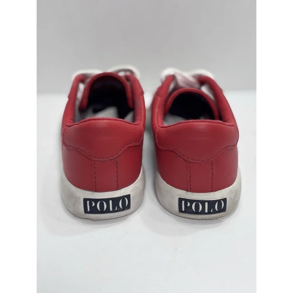 Polo‎ Ralph Lauren Geoff Sneakers Kids 10 Red Navy Low Top Shoes Lace Up